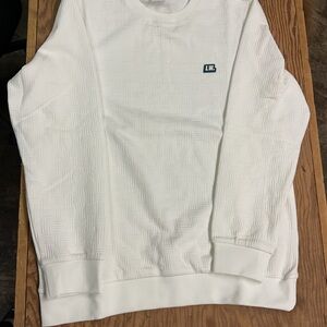 Women's White Textured Crew Neck Sweater